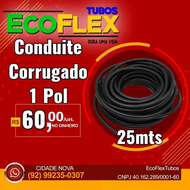 CONDUITE Eletroduto CORRUGADO 1" Pol 25Mts PEAD Preto