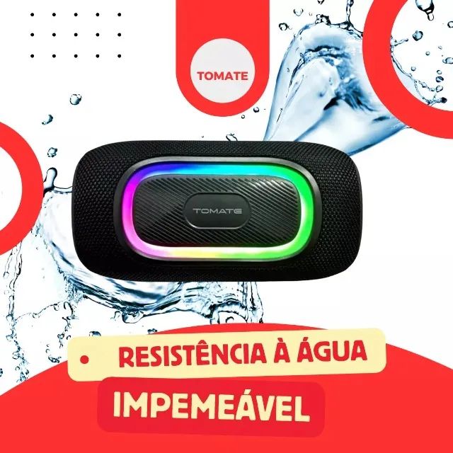 Caixa De Som Bluetooth 16w Recarregavel Rgb Tomate Resistente À Água - Loja Natan Abreu - Foto 5
