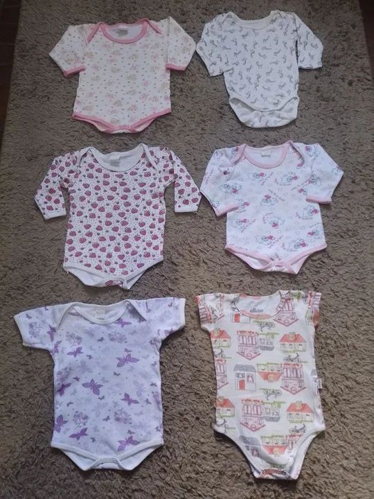 Kit com 6 bodys bebê - tamanho 3/6 meses 
