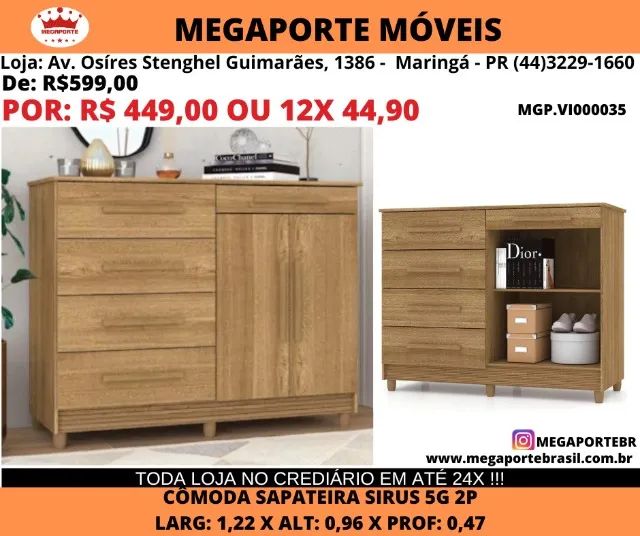 Comoda 5 gavetas 2 portas - Foto 2