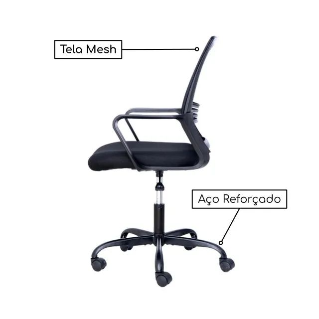 Cadeira Escritório Diretor Tela JOY Preta Conforto Ergonômico Giratória Modelo 34007 - Foto 3