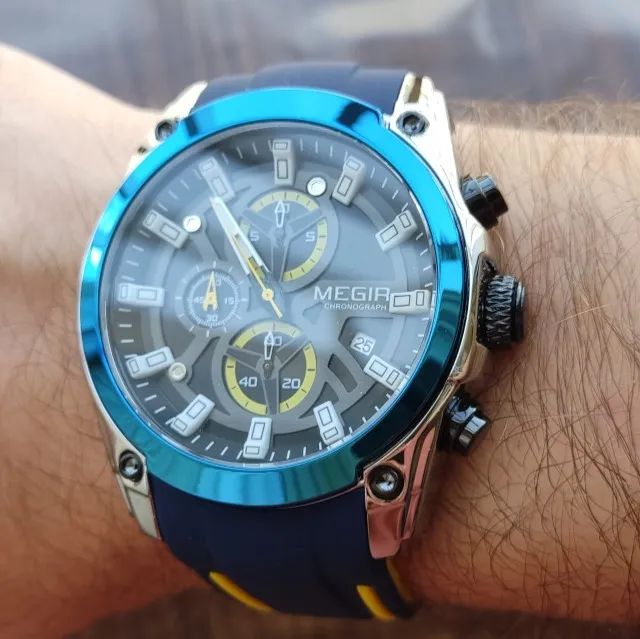 Relógio Megir Azul Silcione - Foto 4