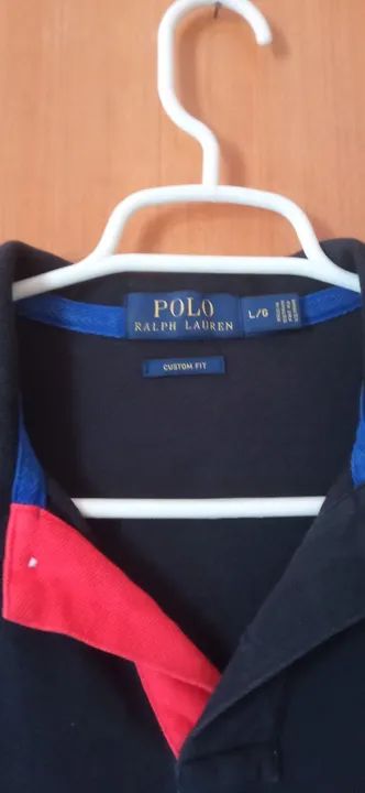 Polo Ralph Lauren Custom Fit L/G - preta  e Vermelho