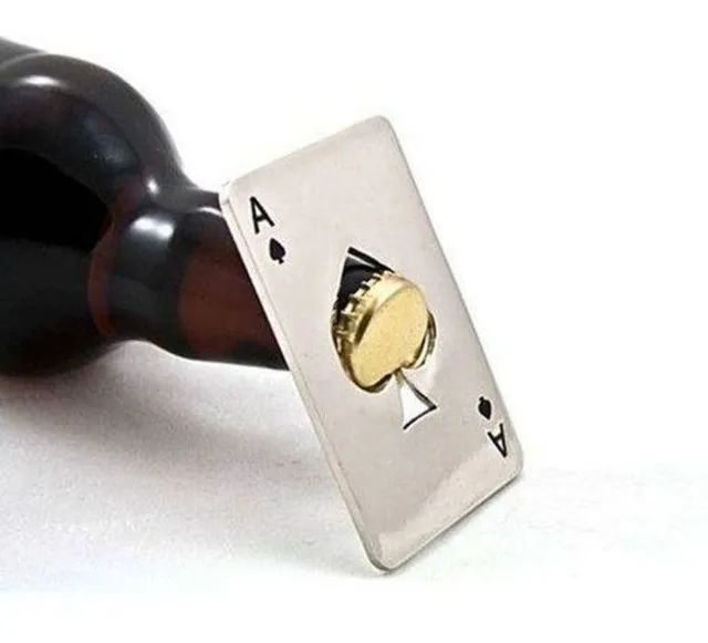 kIT 03 Abridor De Garrafa Aço Inox Formato Carta De Baralho