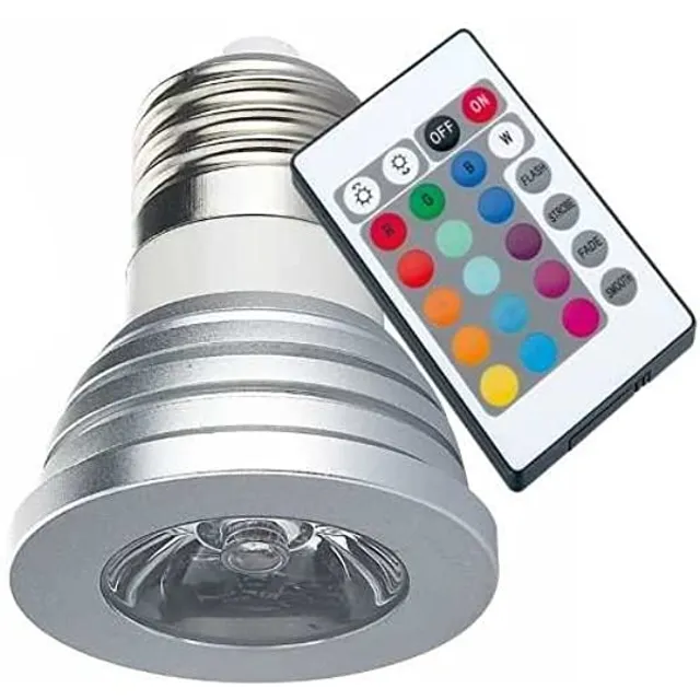 Lâmpada Dicroica Led 3w Rgb E27 Com Controle