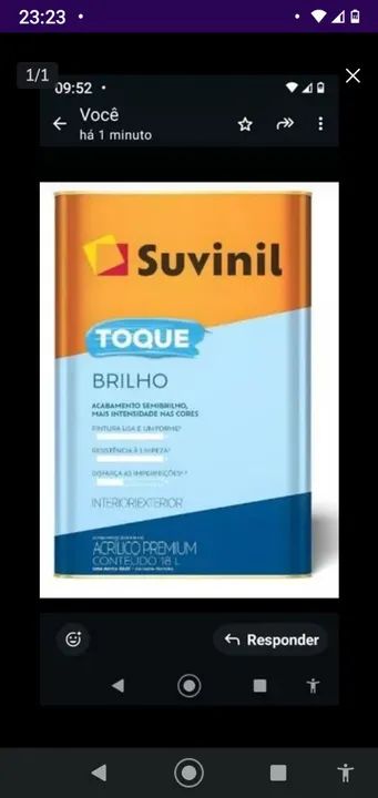 Tinta Suvinil Toque seme Brilho Acrílico Premium 18L