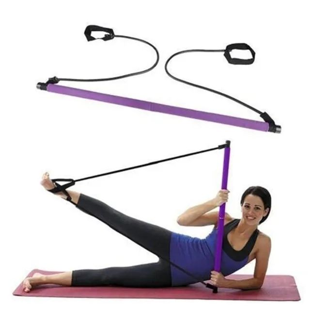 Barra P/ Treino Pilates Extensor Elástico Yoga Exercícios - Foto 2