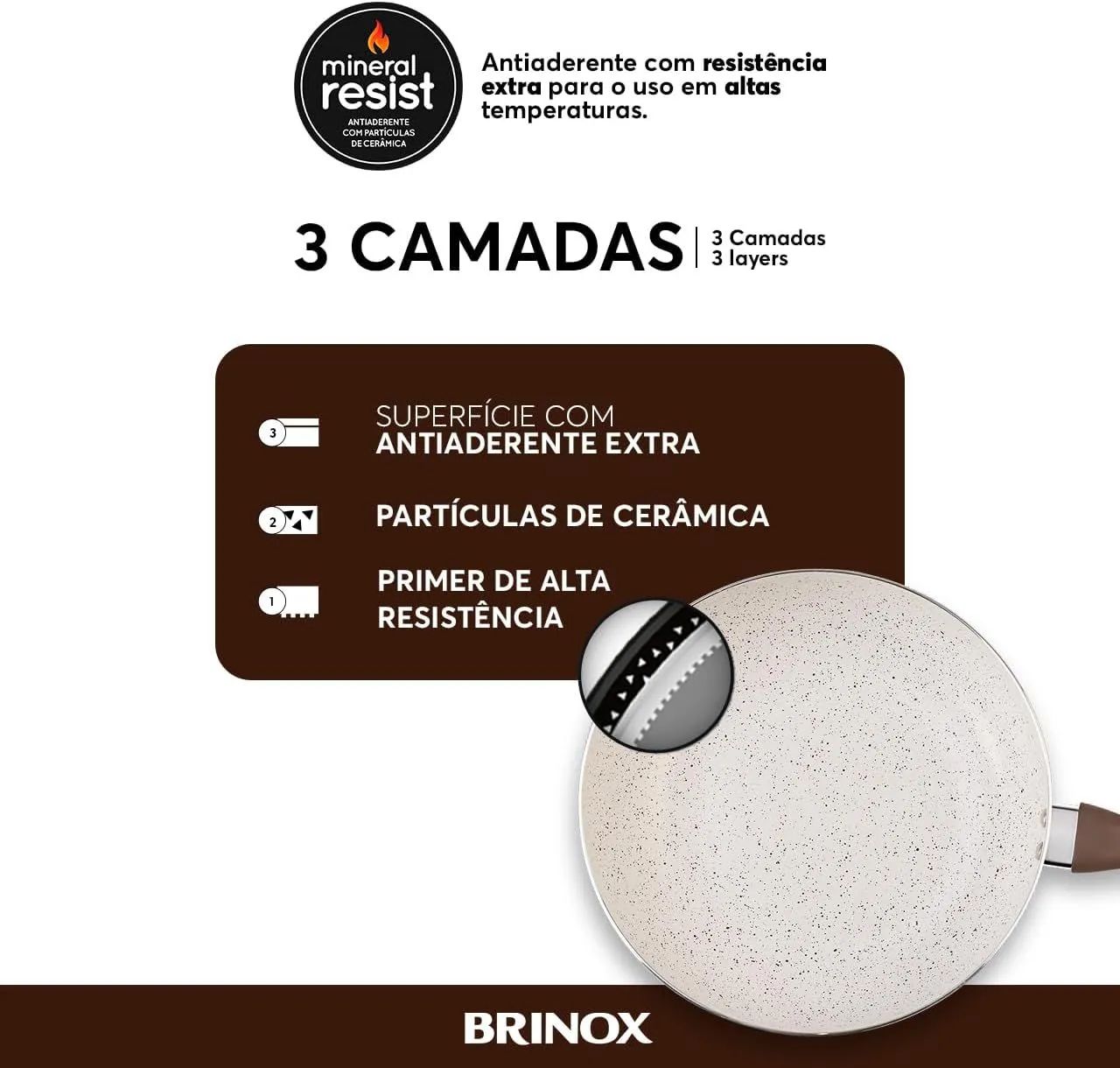 Jogo de Panelas Brinox Antiaderente Ceramic Life 8 Peças Smart Plus Vanilla - Foto 4