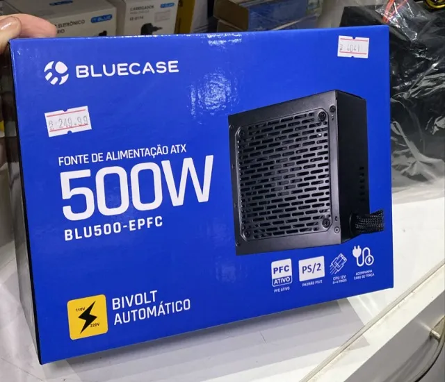 Fonte Atx 500w Pfc Ativo Bivolt Automático Bluecase -Fonte para Computador-Pc -Instalamos