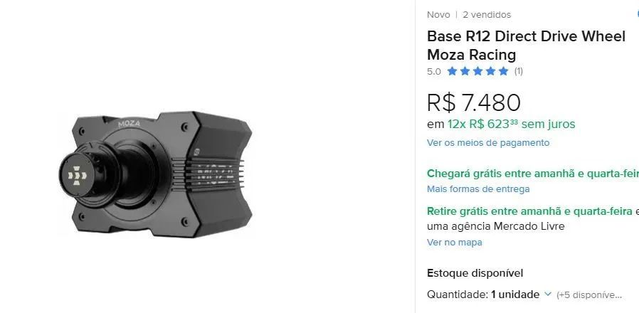 Direct Drive MOZA R12 + Volante FSR + Pedal CRP - O MAIS BARATO DA INTERNET - Foto 2