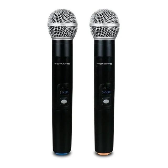 Microfone Dinâmico Duplo Sem Fio Profissional MT-2210 Tomate - Foto 4