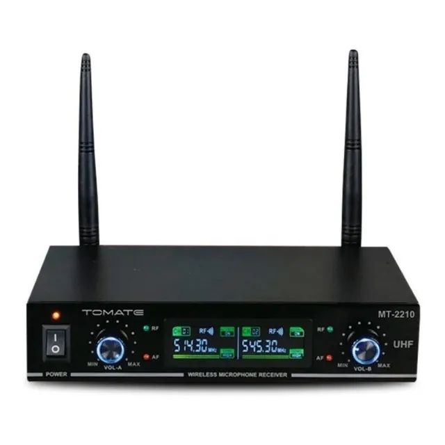 Microfone Dinâmico Duplo Sem Fio Profissional MT-2210 Tomate - Foto 3