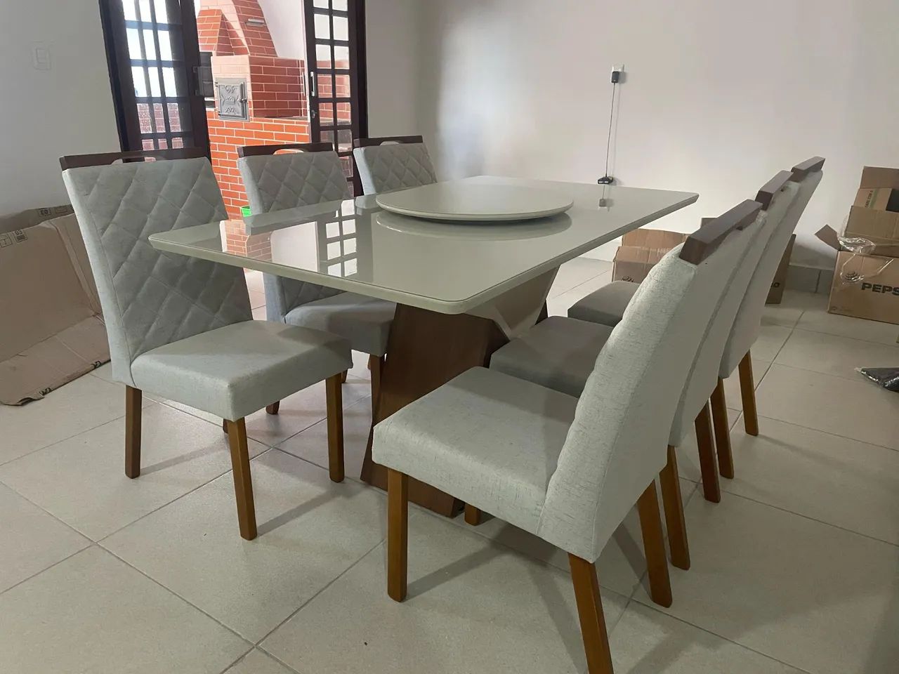 Mesa de Jantar 6 Cadeiras - Branco - Nova - Foto 5