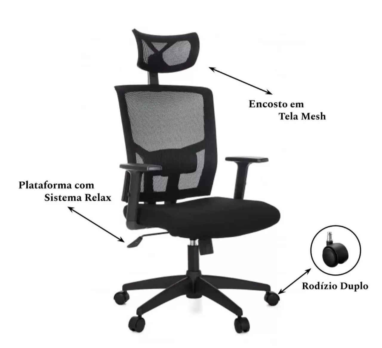Cadeira de Escritório Ergonômica com Tela Mesh 