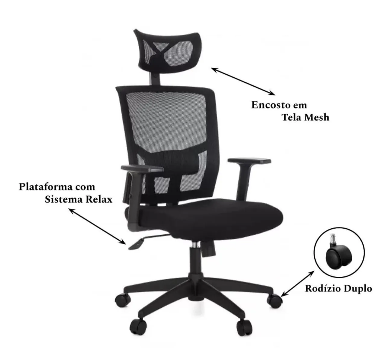 Cadeira de Escritório Ergonômica com Tela Mesh 