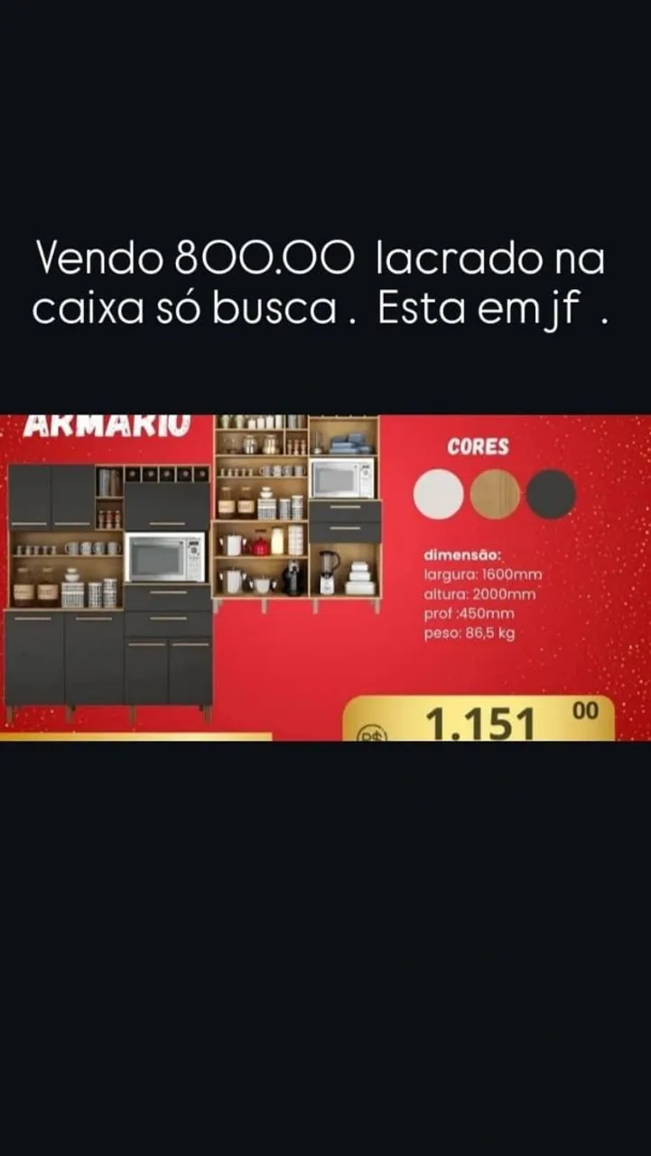 Armário de cozinha novo e lacrado