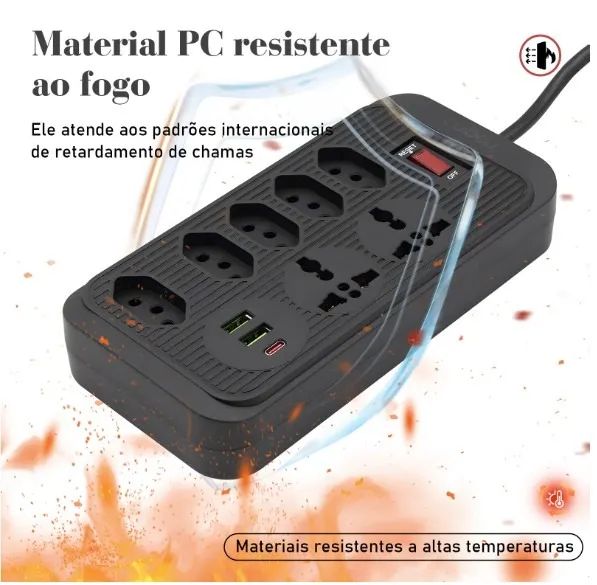 Extensão tomada,filtro de linha, regua usb,plug,tomadas de energia, 10A 2 metros - Foto 6