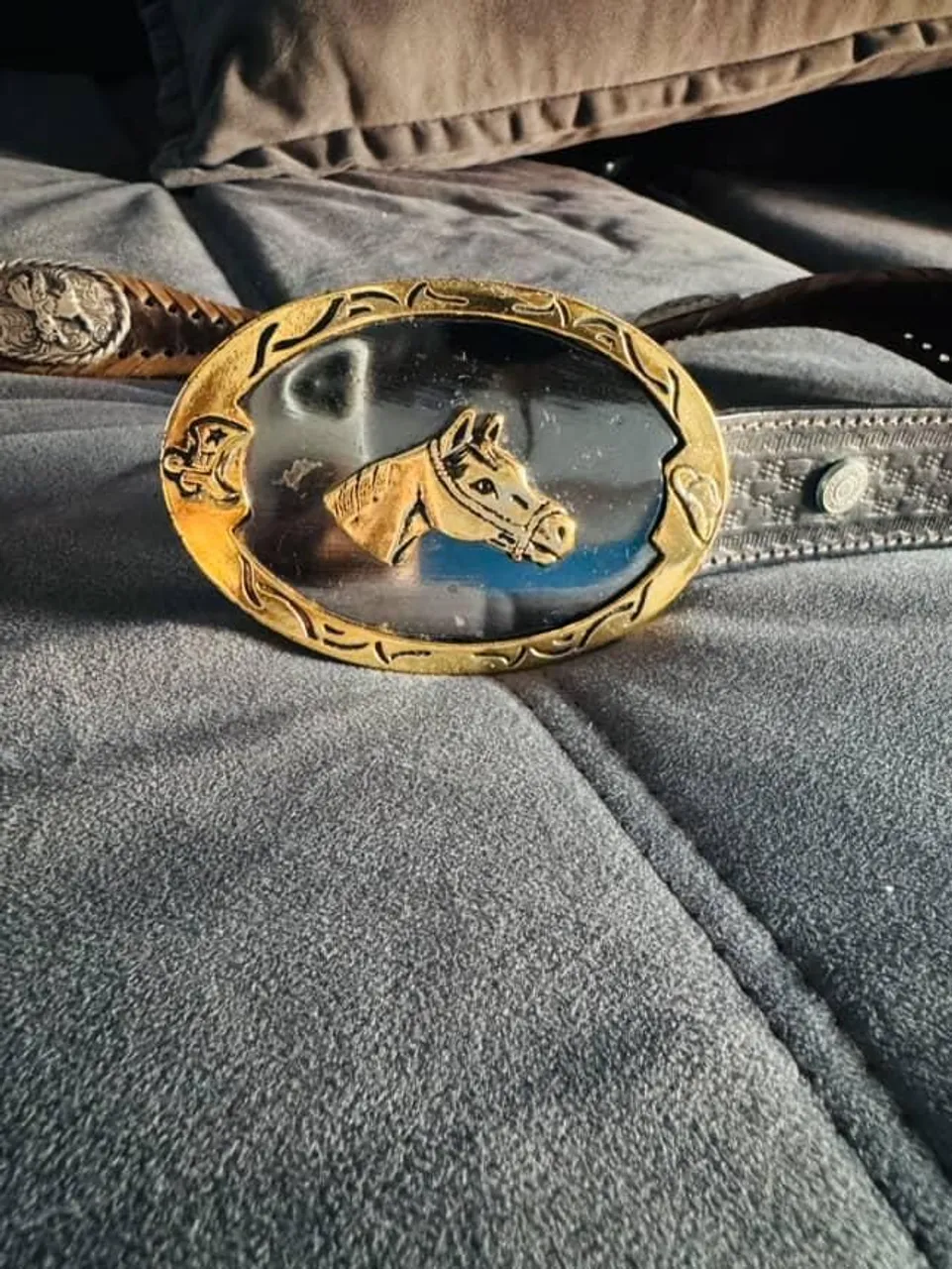 Cinto Country Fivela Cavalo Dourado