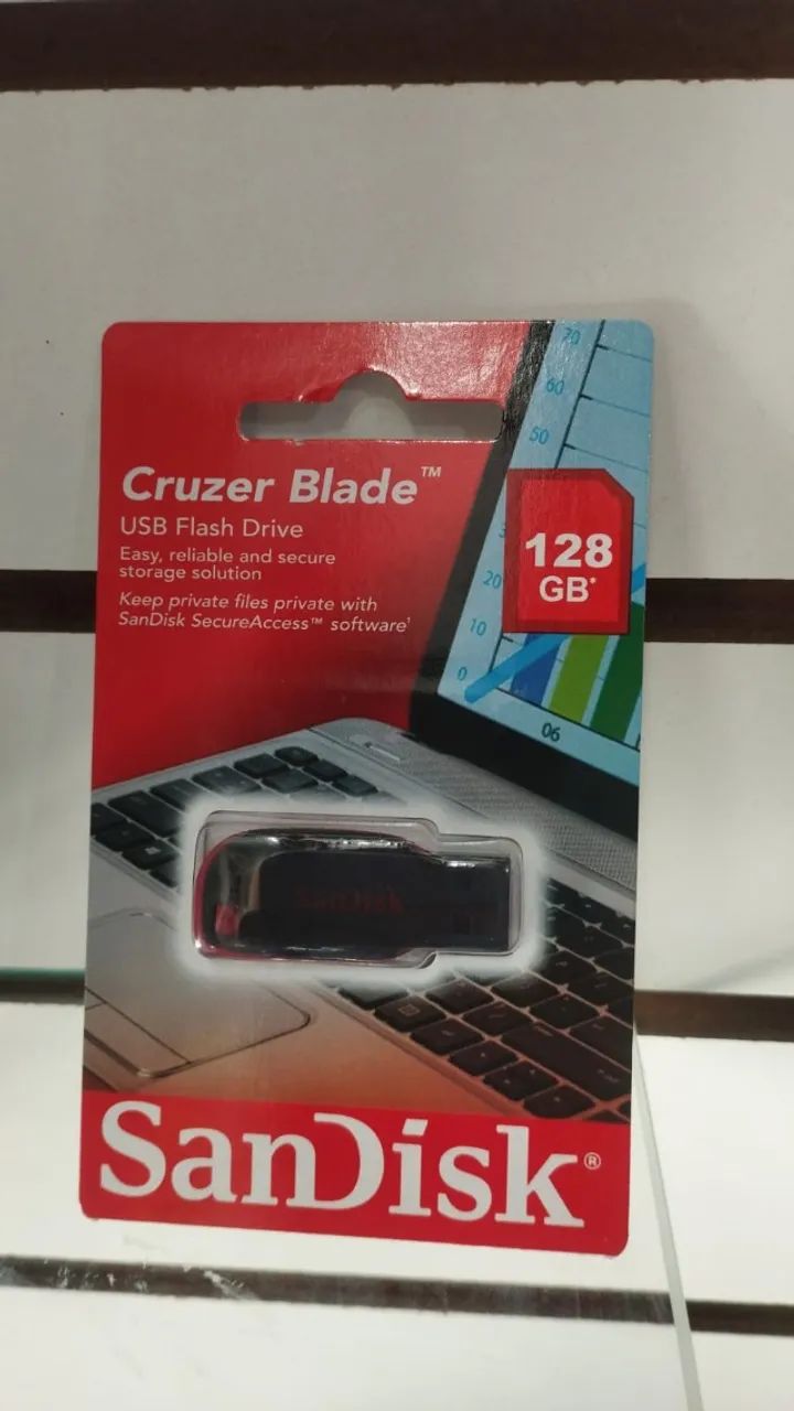 Pen Drive 128GB USB 2.0 Cruzer Blade - Armazenamento Rápido e Portátil