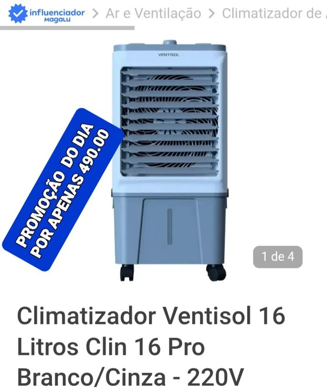 Climatizador Ventisol 16 Litros Clin 16 Pro - Novo!