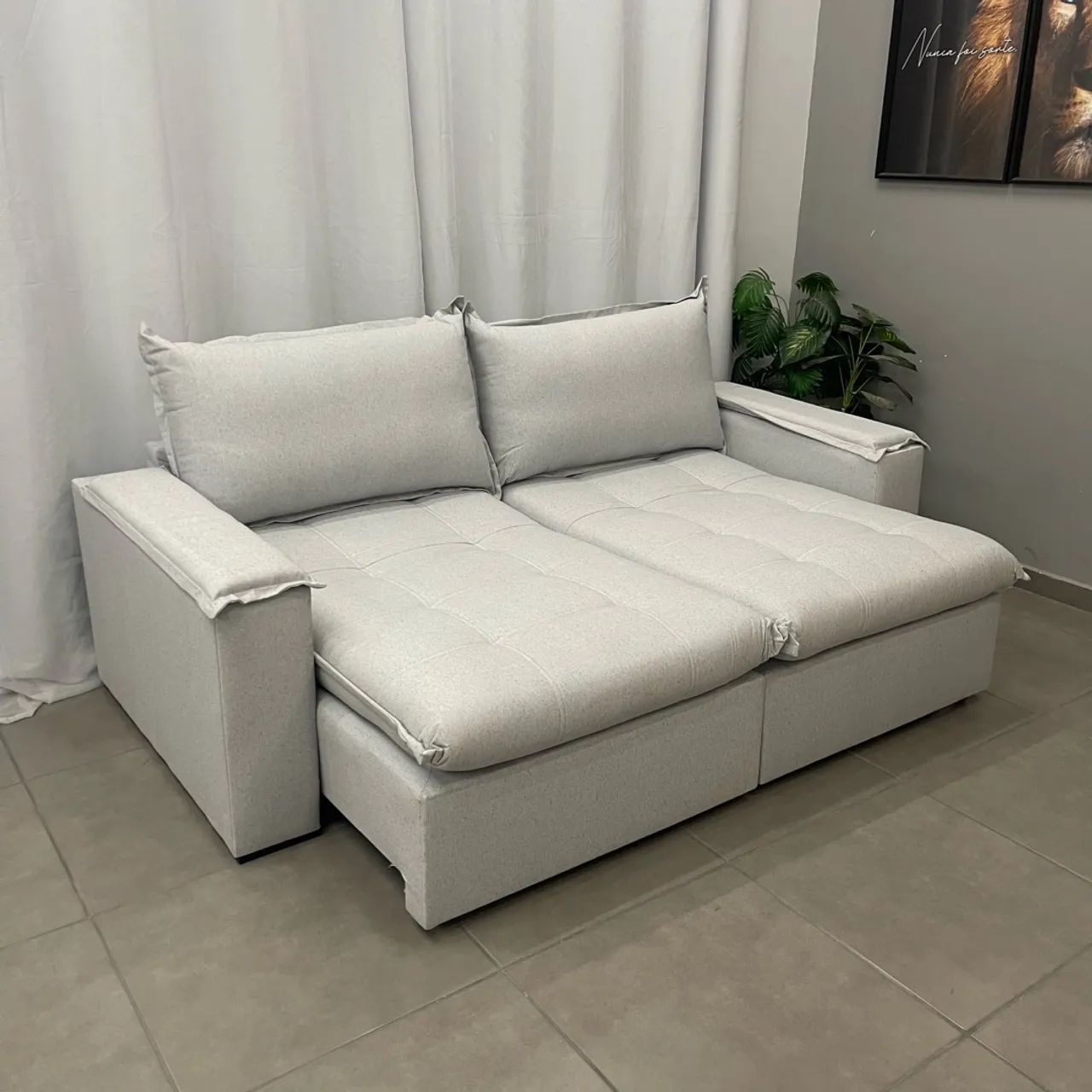 Sofá Cama Retrátil c/Porta Copos e Pillow Top Molas Ensacadas p554 - Foto 3