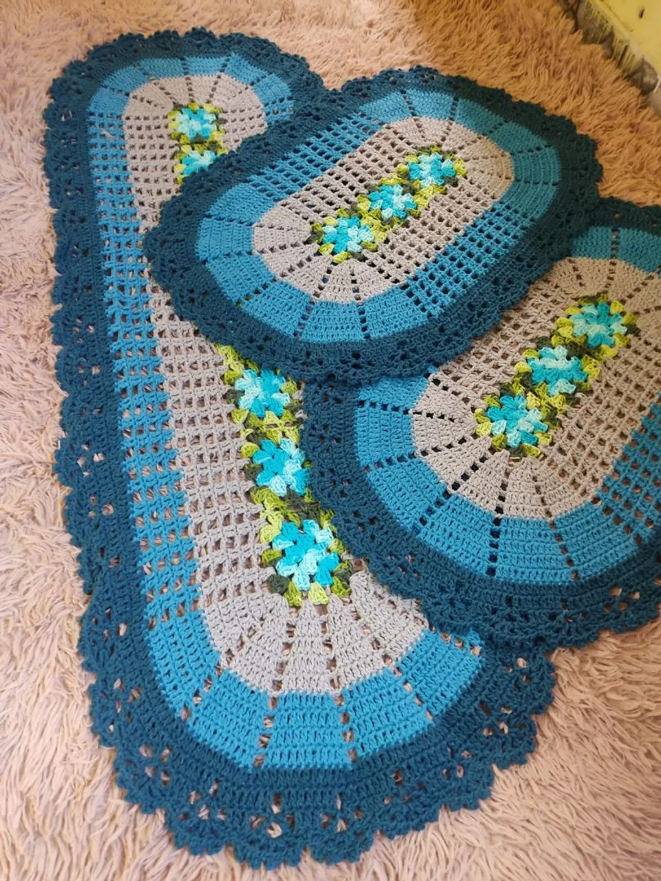 Conjunto de Passadeira de Crochê Artesanais