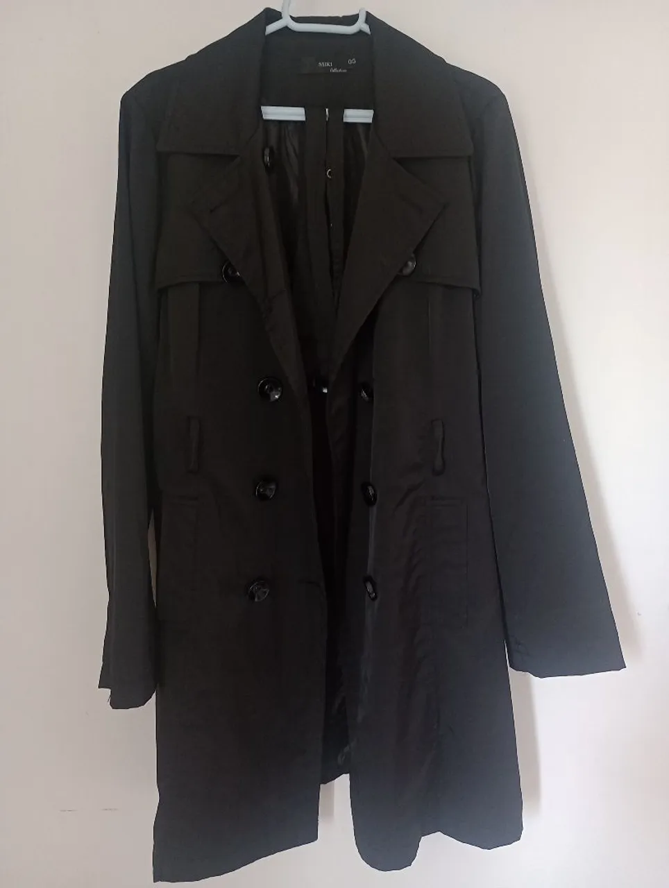 Casaco Trench Coat Preto Elegante