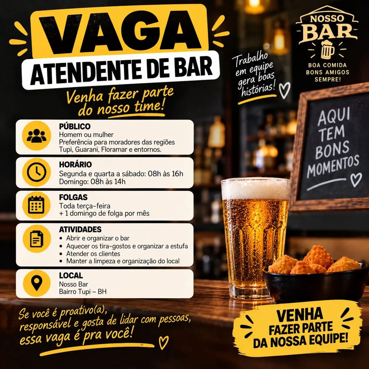 Vaga Atendente de bar
