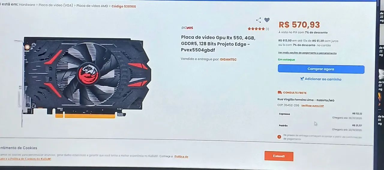 Vendo placa de vídeo Rx550 4gb nova - Foto 3