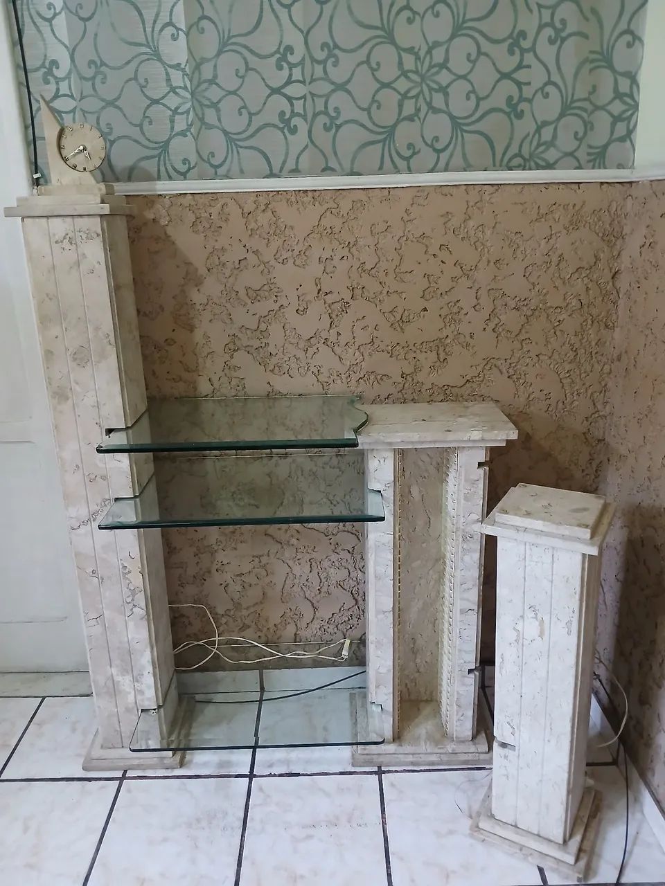 Estante/ Rack de Mármore e Vidro