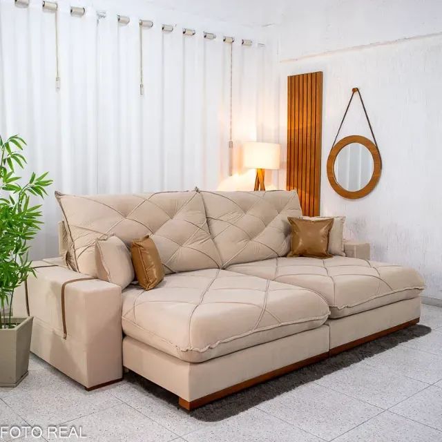 Sofá Retrátil Reclinável Malibu 2.90m Veludo D33 e Molas Ensacadas - Foto 2