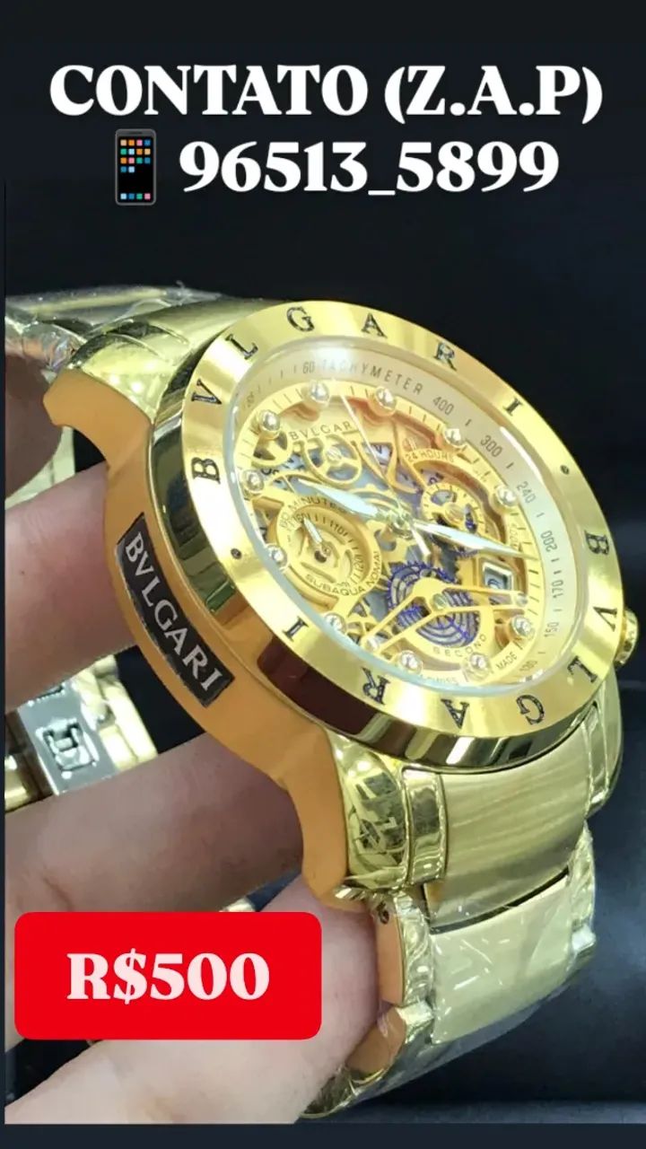 Relógio BVLGARI SKELETON TODO DOURADO PREMIUM - Foto 2
