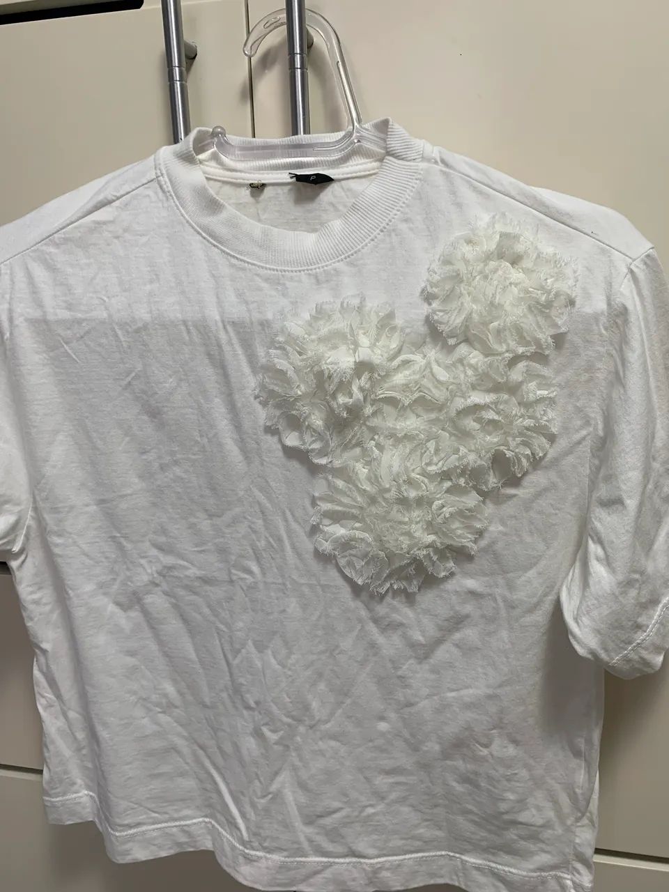 Camiseta Cropped Feminina off white - Tam. P | Nova | 100% Algodão - Foto 3