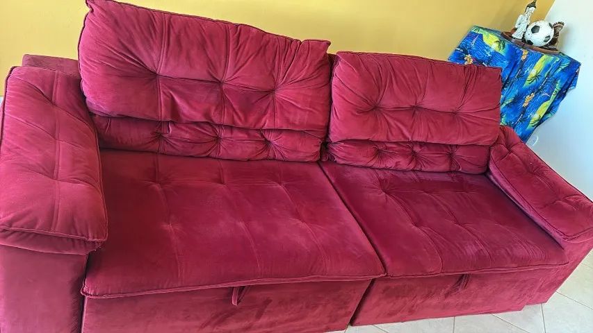 Sofá retrátil semi novo - vermelho - Foto 4