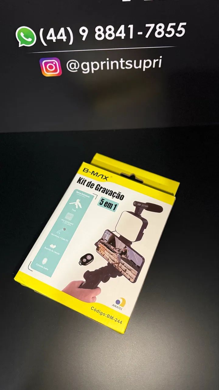 Kit de Gravação Profissional 5 em 1 para Celular | Microfone + LED + Tripé + Bluetooth - Foto 2