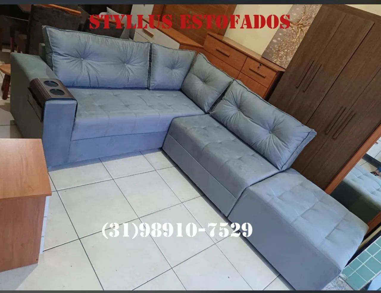 Sofá de canto novo com puff 
