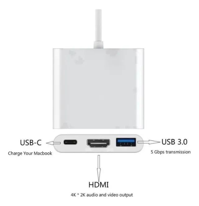 Adaptador conversor USB 3.0 tipo C para HDMI 4k 3 em 1 - Foto 5