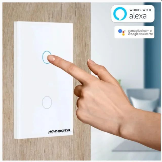 INTERRUPTOR INTELIGENTE TOUCH - BRANCO - WIFI - 2 ACIONADORES - ALEXA E GOOGLE - Foto 3