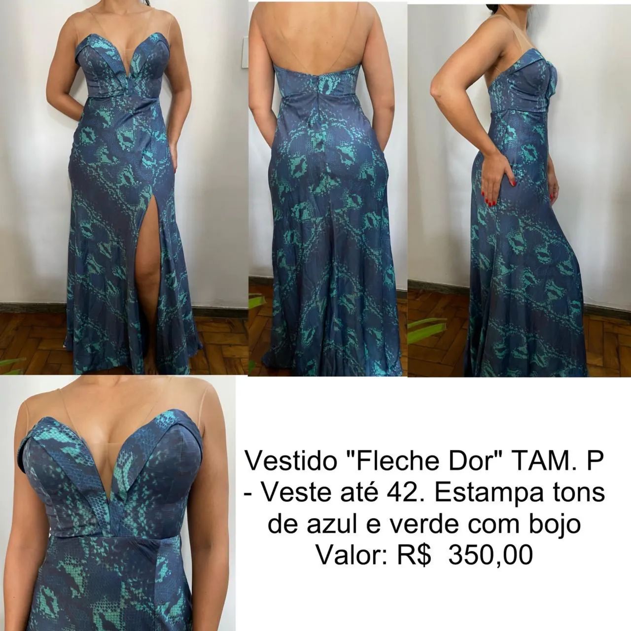 Vestido Fleche D?or Azul Estampado - Foto 5