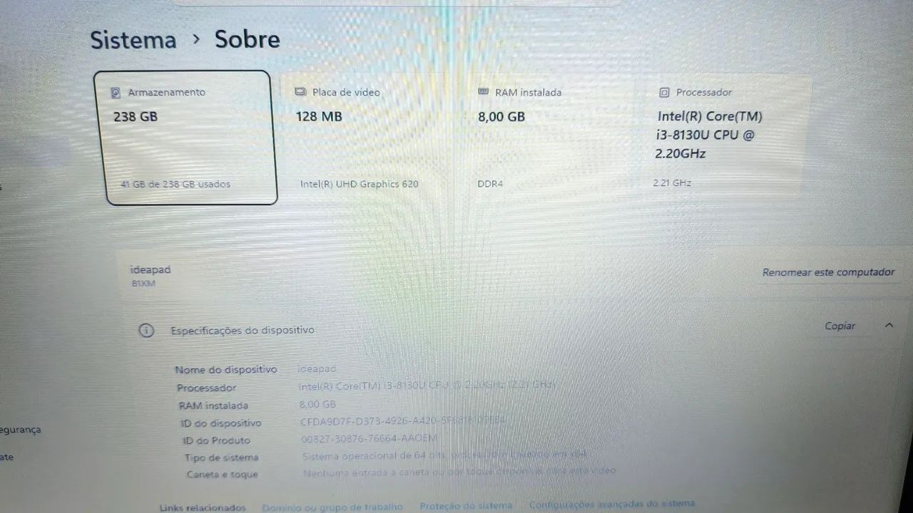 VENDO OU TROCO Notebook Lenovo i3