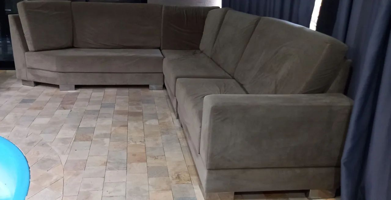 Sofa grande em L tecido veludo usado 1.700 - Foto 3