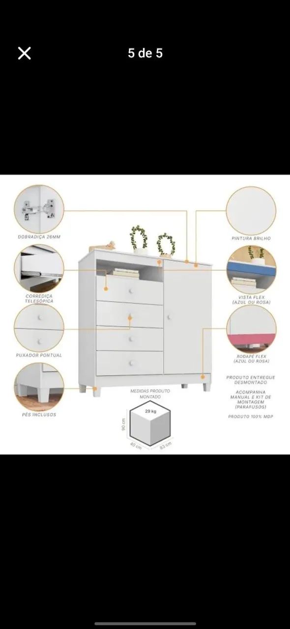 Vendo Comoda Branca Infantil  - Foto 6