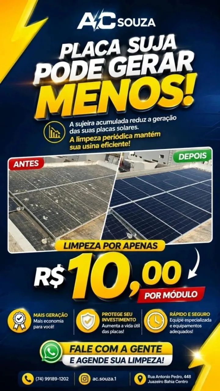 Limpeza de placas solares