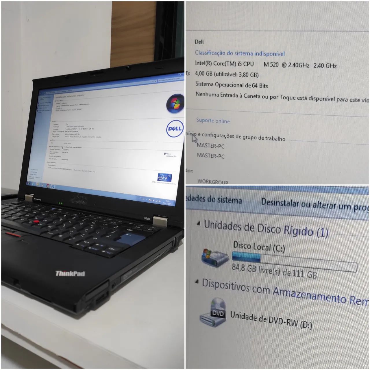 Notebook ThinkPad Lenovo i5 oportunidade de negócio