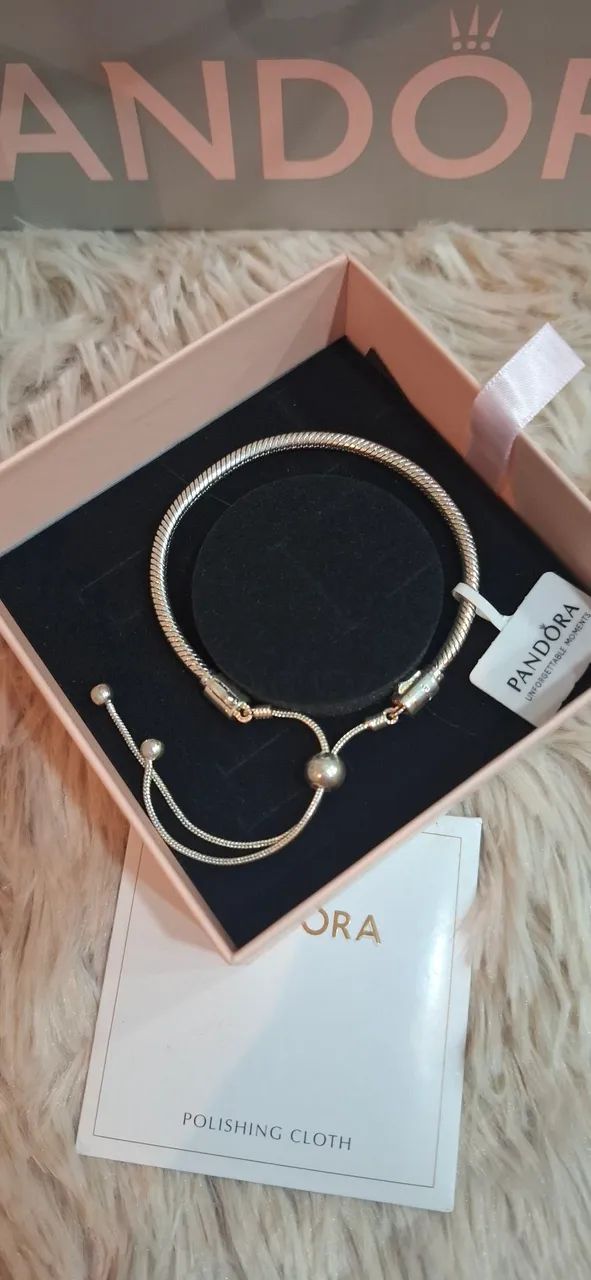 pulseira pandora prata ajustável nova