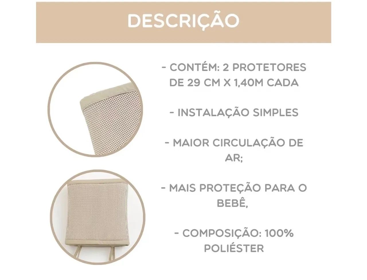 Tela respirável proteção de berço - bege - Foto 6