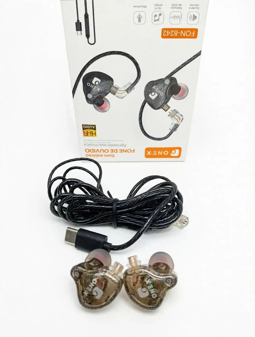 Fone Gamer ONE-X Intra-Auricular Com Microfone Tipo-C - Azul e Preto - Foto 5