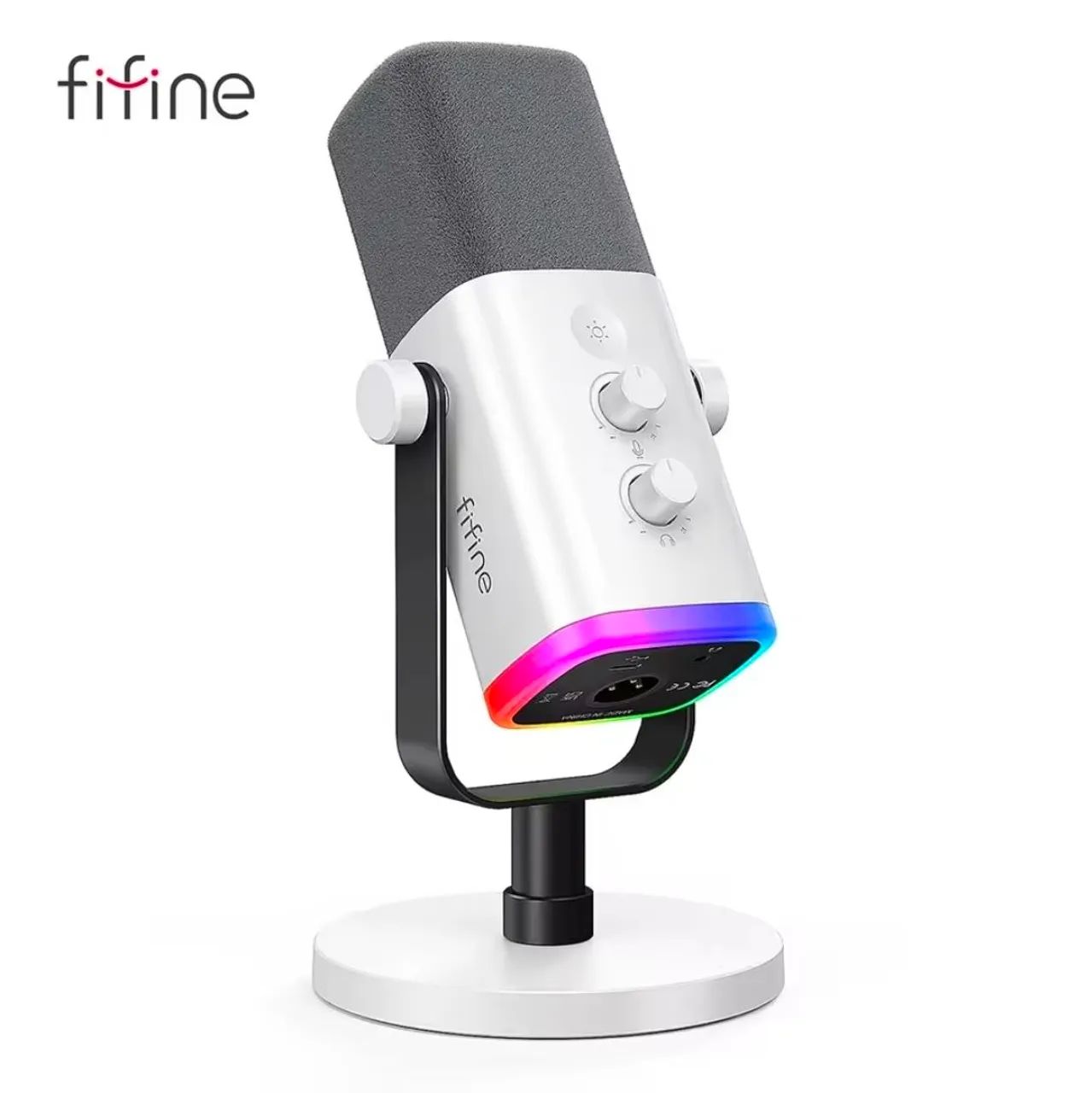 Microfone Fifine AM8 branco NOVO com RGB (Luzes) - Foto 4