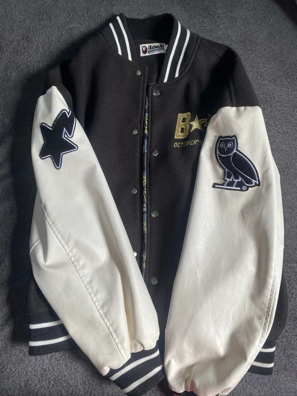 OVO Bape A Bathing Ape Varsity Jacket / October?s  very own - Foto 2