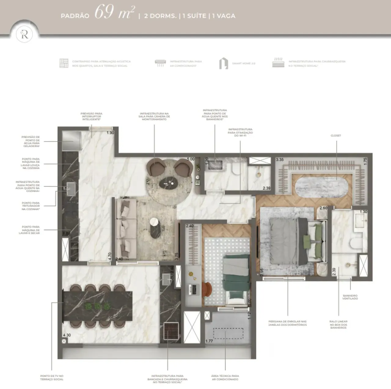 PLANTA 69m²